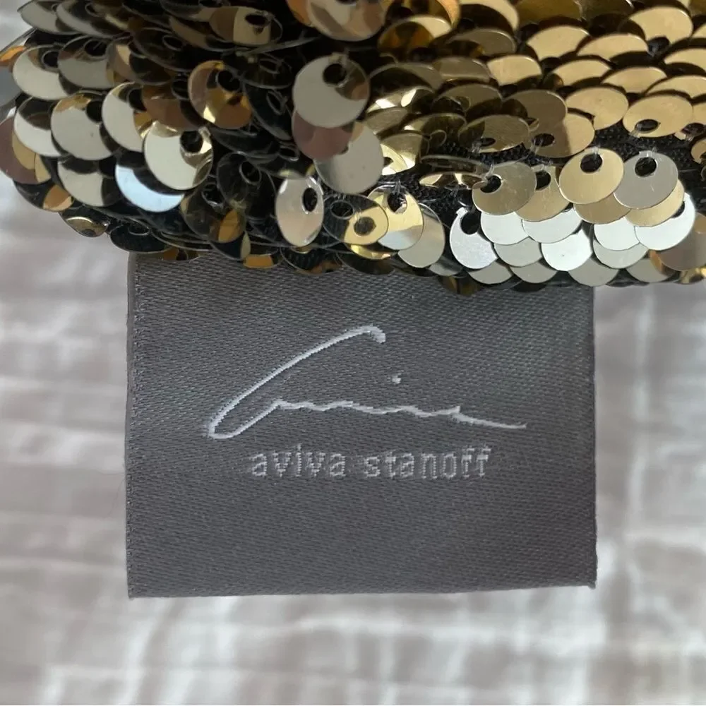 NWOT NEW Three (3) Aviva Stanoff Mermaid Sequin Gold/Silver/Black Luxury Pillows